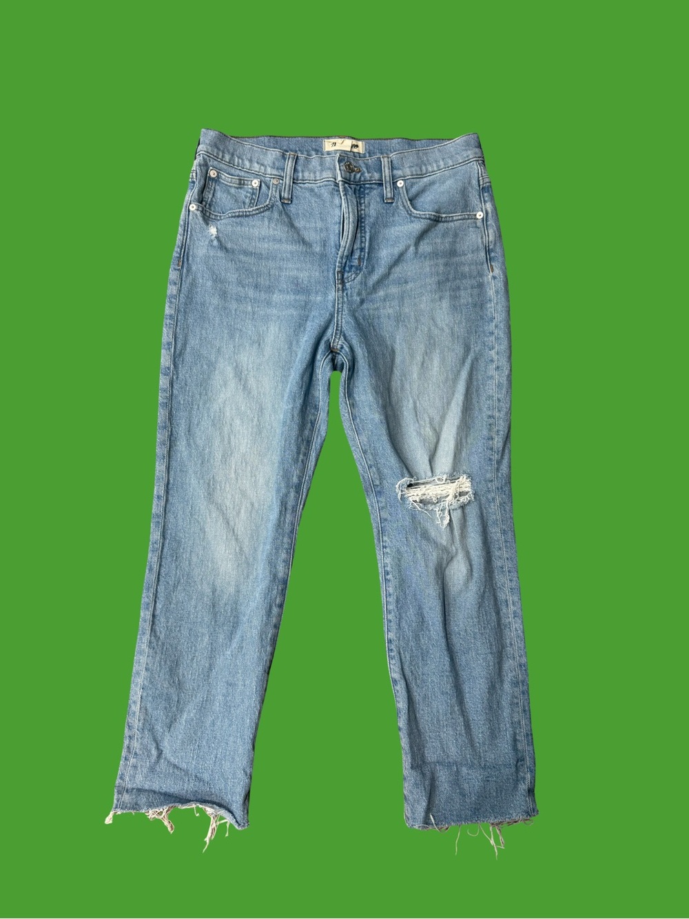 Madewell Light Blue Distressed Cropped Raw hem Ankle Jeans